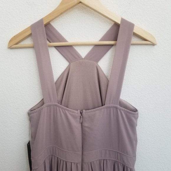 LULU'S Air of Romance Taupe Maxi Dress Gown Halter Neck Flowy Prom Wedding Med - Picture 6 of 9